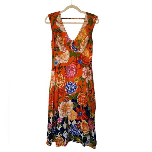 Anthropologie Low Back Printed Midi Dress Size 2 - Picture 3 of 7